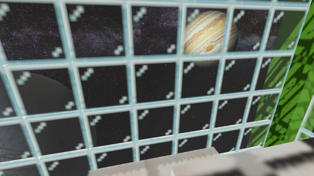 こどもたちが創った宇宙船から見える木星とエウロパ